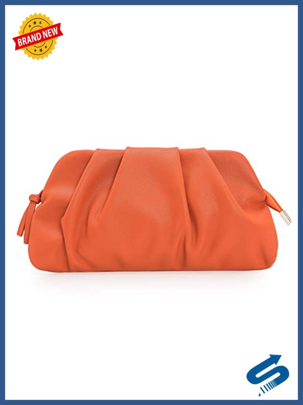 Soft Vegan Leather Pleated Clutch with Detachable Chain Strap